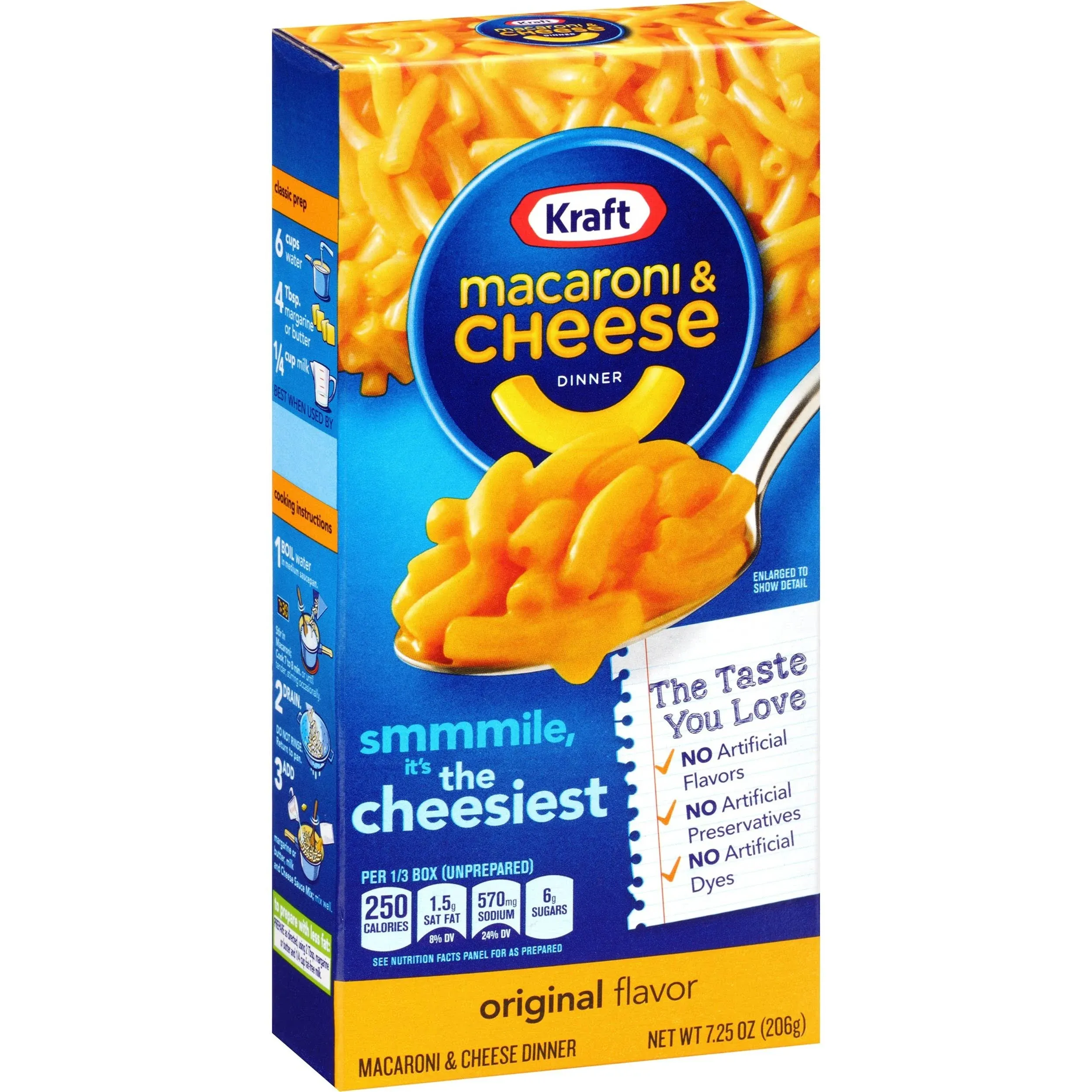 Kraft Original Mac N Cheese Macaroni and Cheese Dinner, 7.25 oz Box Regular