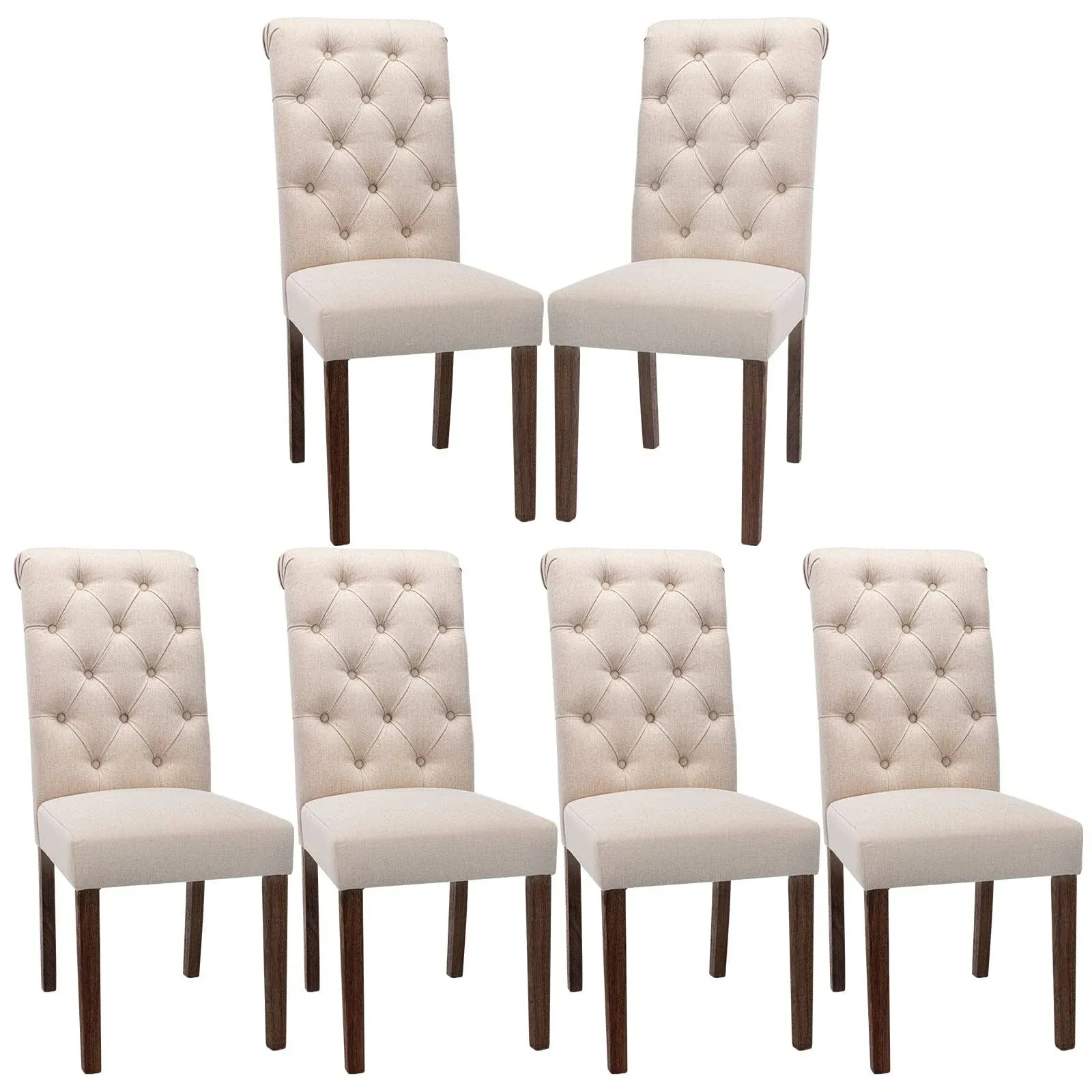 Tufted Dining Chairs Set of 4, Upholstered Parsons Dining Room set of 4 Beige