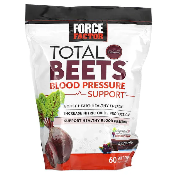 Force Factor, Total Beets, Healthy Energy + Antioxidants, Acai Berry, 325 mg, 60 Chews