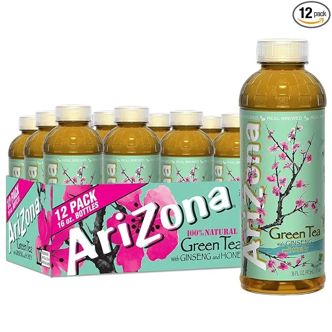 Arizona Green Tea with Ginseng and Honey - 16 fl oz (Pack of 12)