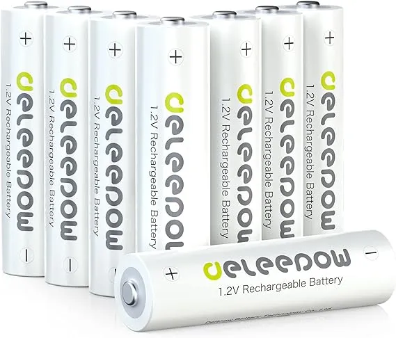 Deleepow Rechargeable AA Batteries Nimh 3300m Ah 1.2 V Batteries Double A Rechargeable High Capacity 1200 Cycles Pack Of