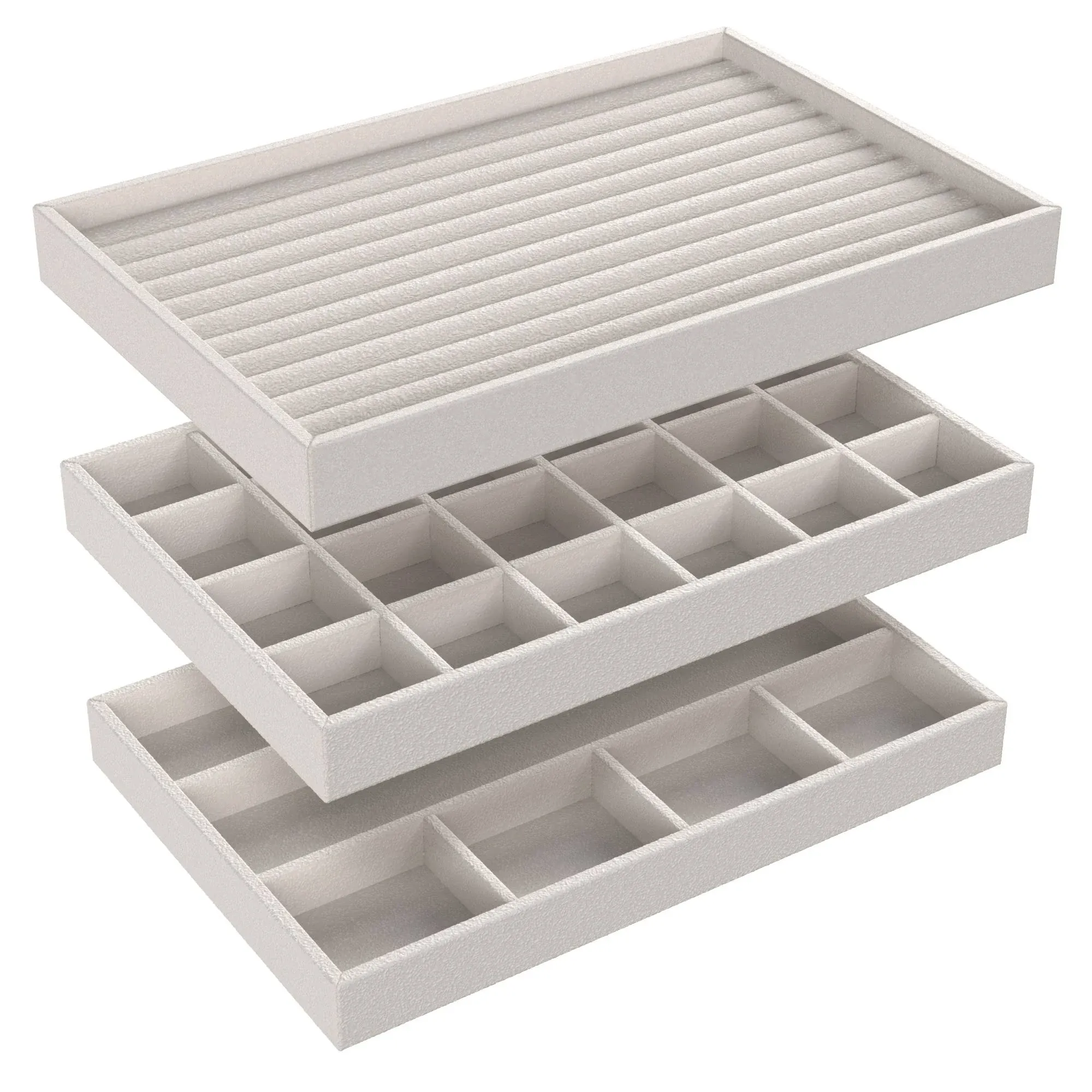 ClosetMaid Gray Velvet 3-Piece Jewelry Tray Set - Grey