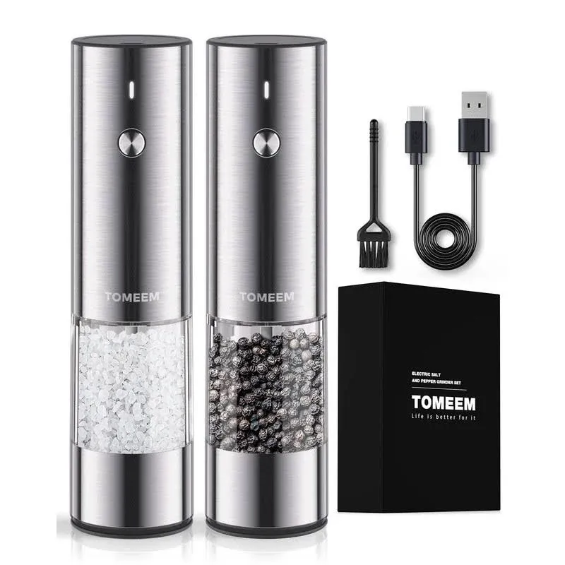 Tomeem Upgraded Larger Capacity Electric Salt and Pepper Grinder Set