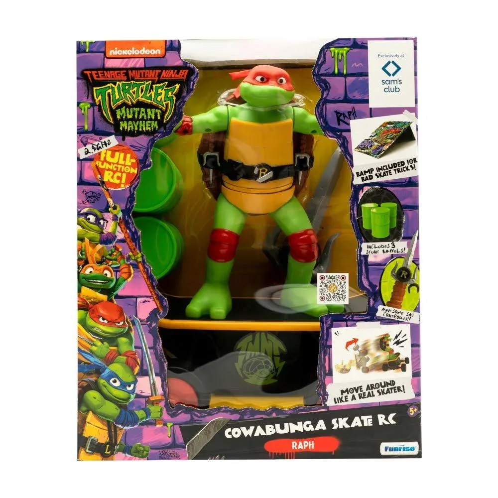 Teenage Mutant Ninja Turtles Raphael Cowabunga Skate RC - Imitates Real Skate Tricks - 2.4 GHz Remote Control - Ages 3+