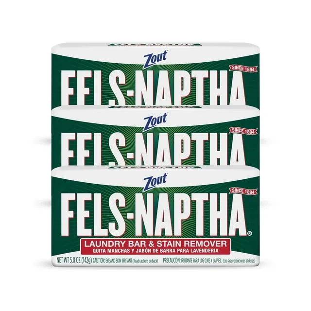 Fels Naptha Laundry Bar and Stain Remover, 5.5 Ounce - Pack of 3Fels Naptha Laundry Bar and Stain Remover, 5.5 Ounce -…