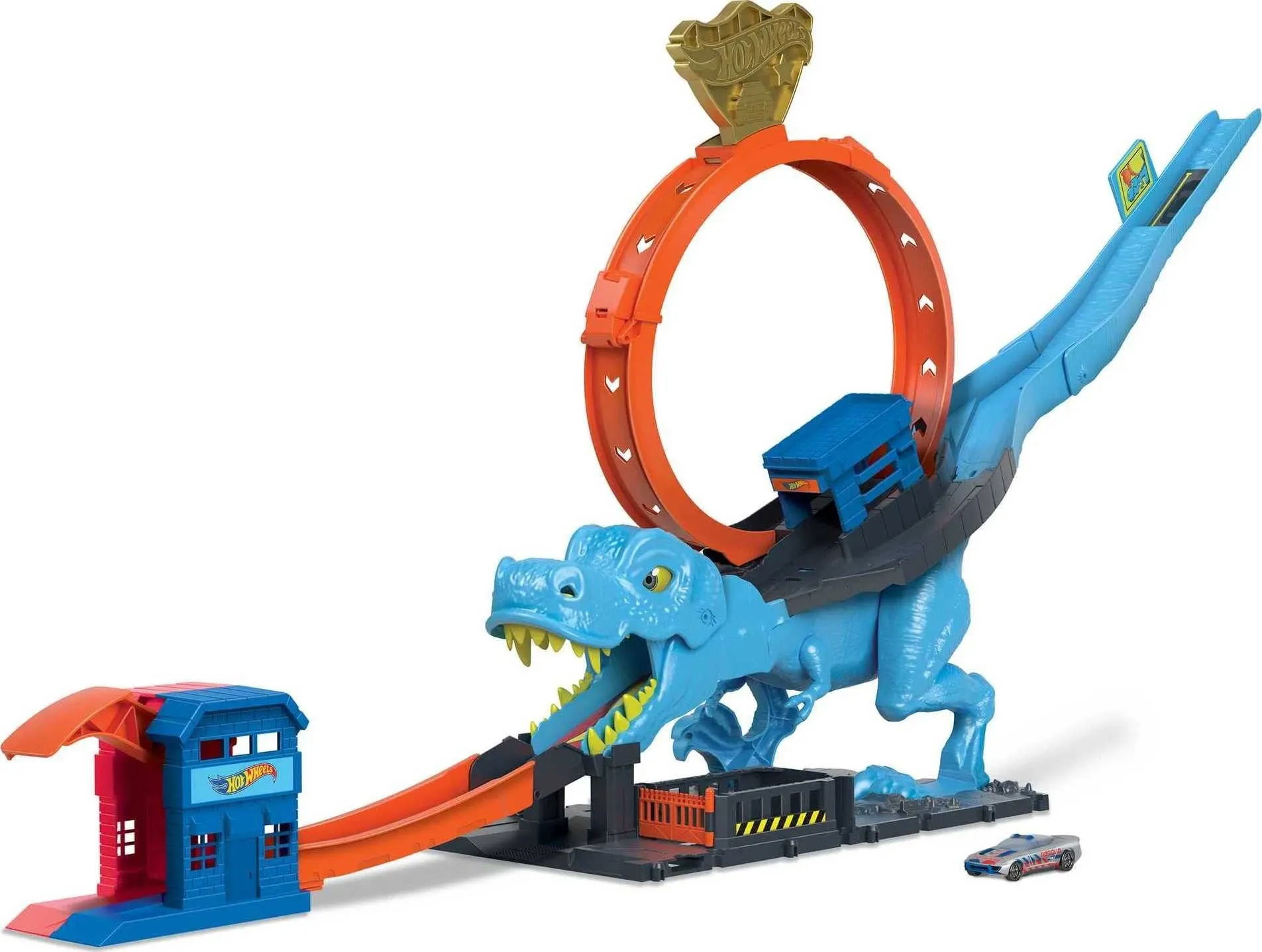 Hot Wheels City T-Rex Chomp-Down Track Set with a Huge Loop & 1:64 Scale Toy Car