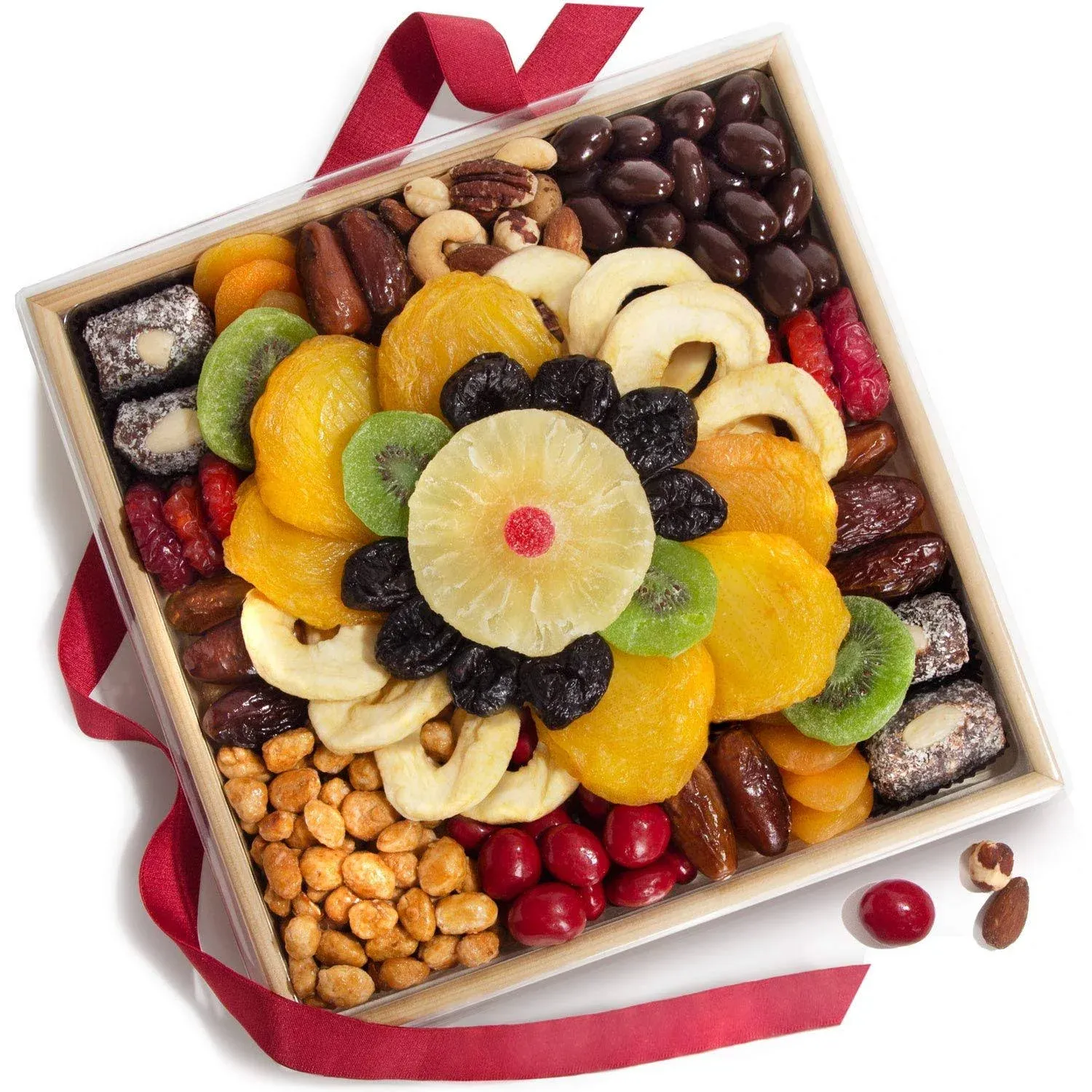 Golden State Fruit Festive Dried Fruit Nuts & Chocolates Gift Basket Tray