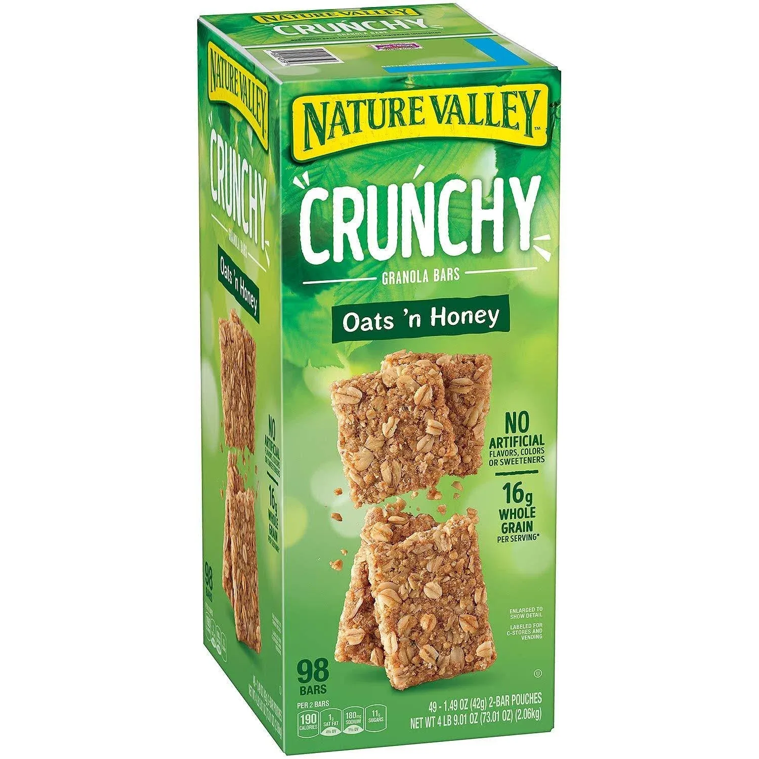 Nature Valley Crunchy Granola Bars Oats 'N Honey - 98 Bars of 2 Bar Pouches of 49Ct-1.49Oz