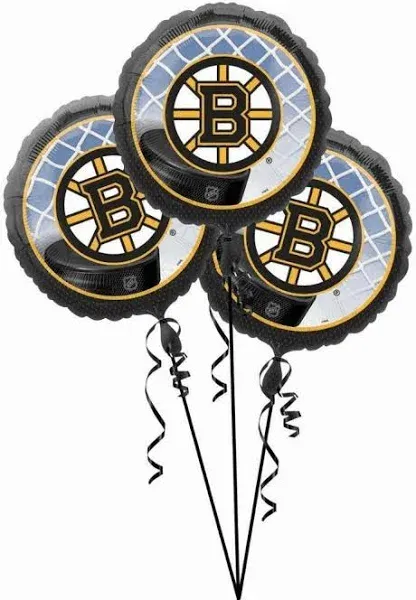 Amscan Party Decoration Exciting Boston Bruins Balloons (3 Pack), 18", Silver