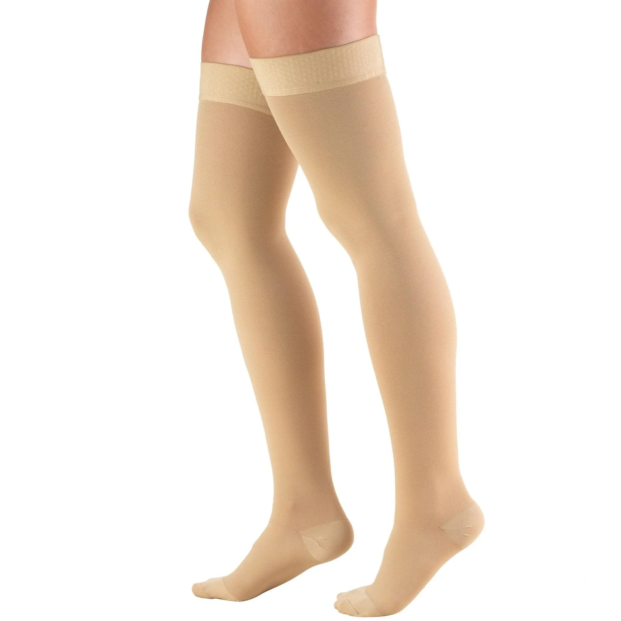 Truform Stockings, Thigh High, Closed Toe, Dot Top: 20-30 mmHg, Beige, Large