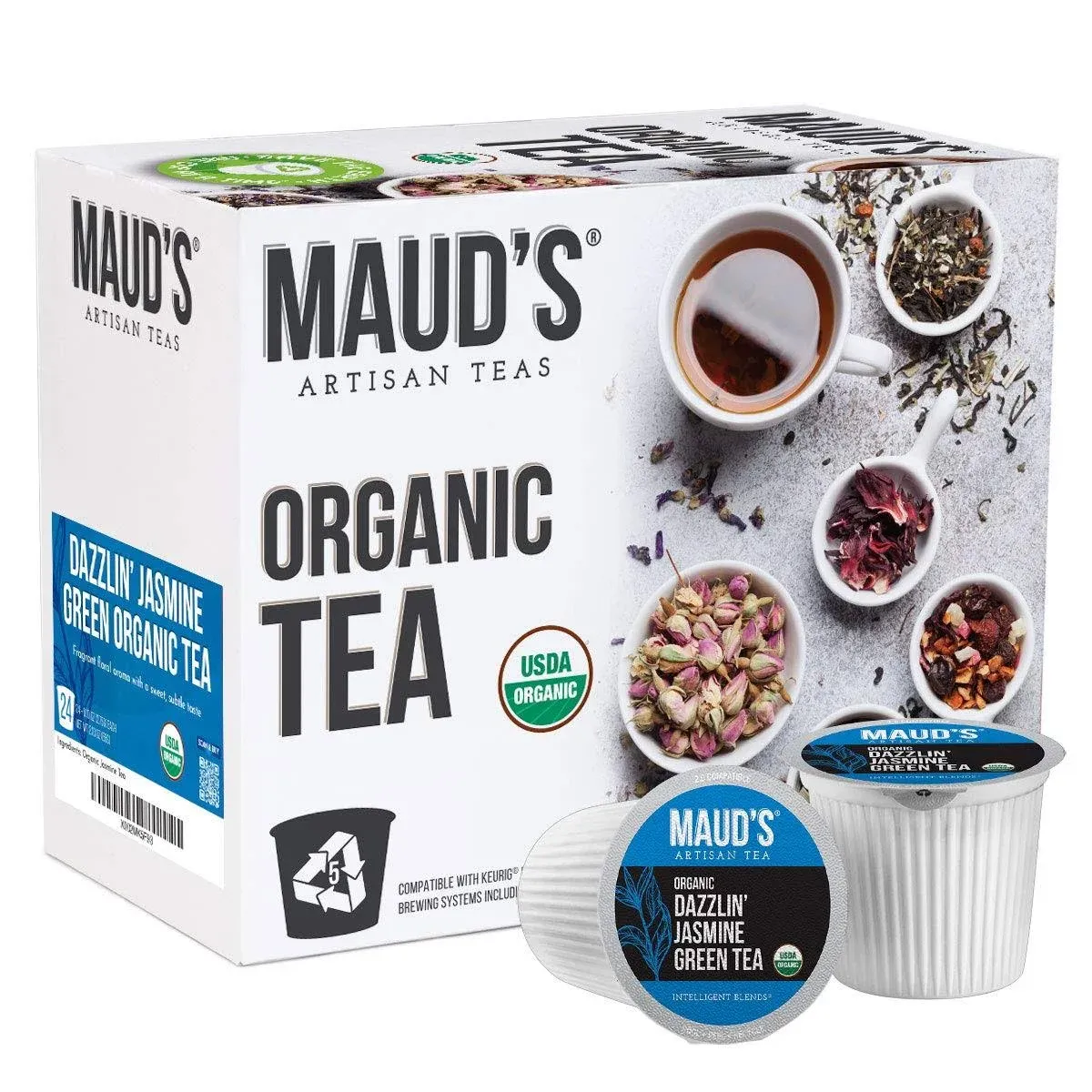 Maud's Organic Jasmine Green Tea (Dazzlin' Jasmine), 24ct. Solar Energy produced ...