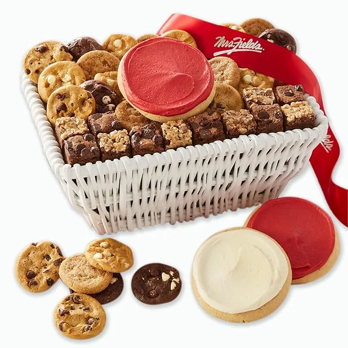 Mrs. Fields - Sweet Sampler Cookie and Brownie Tray, Assorted with 24 Nibblers Bite-Sized Cookies, 18 Brownie Bites, and 3 Frosted Cookies (45 count)