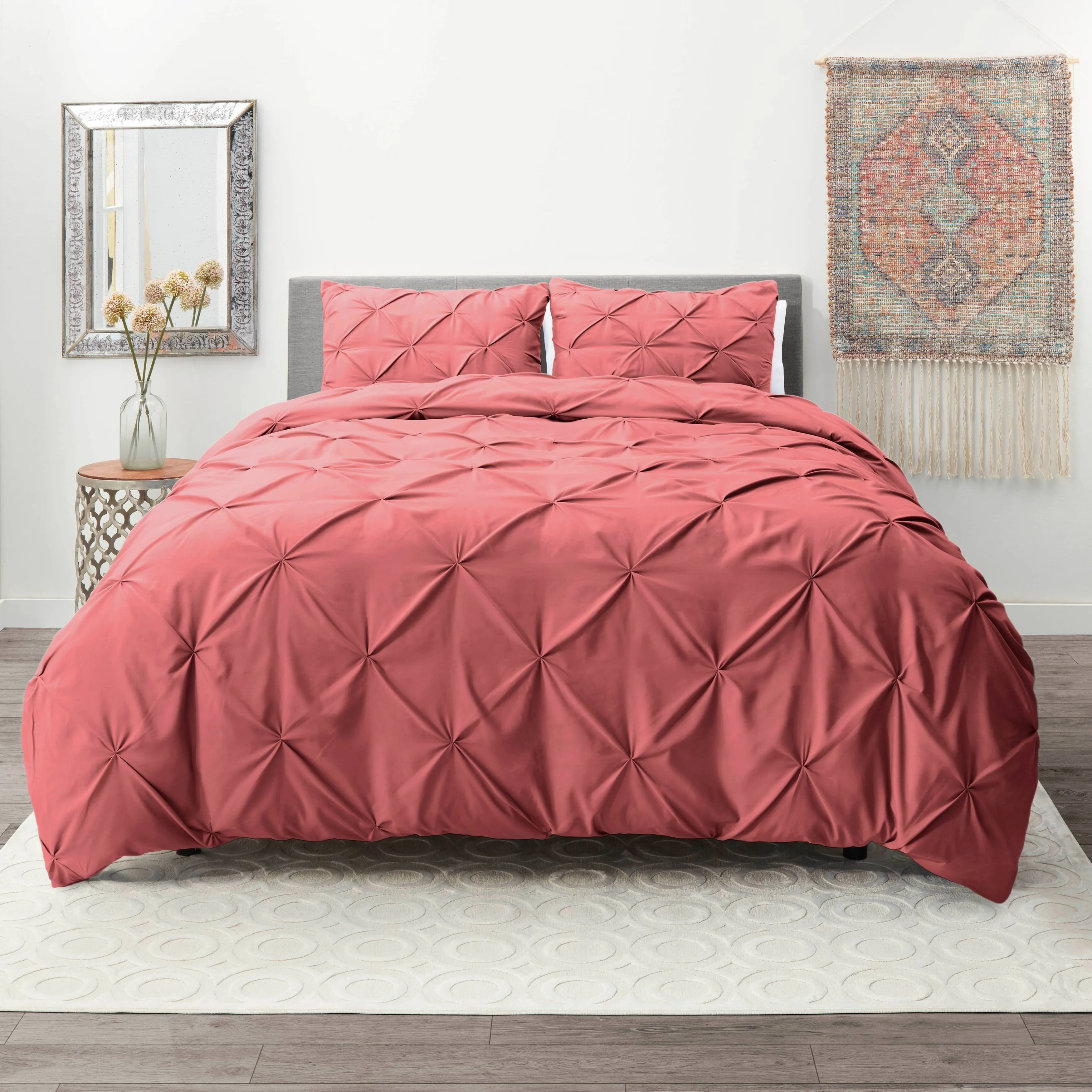 Nestl Pinch Pleat 3-Piece Duvet Cover Set - Mauve - King