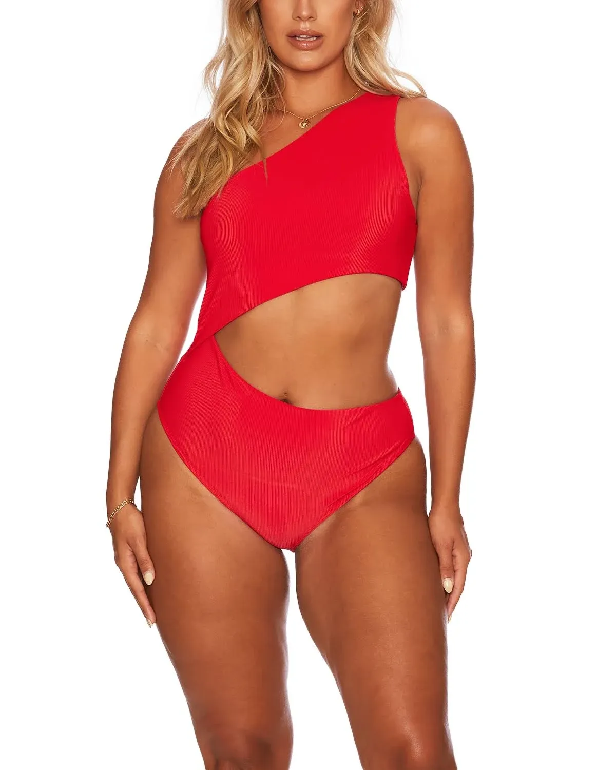 NEW Medium Free People Beach Riot Celine Cutout Ribbed White One-Piece Swimsuit