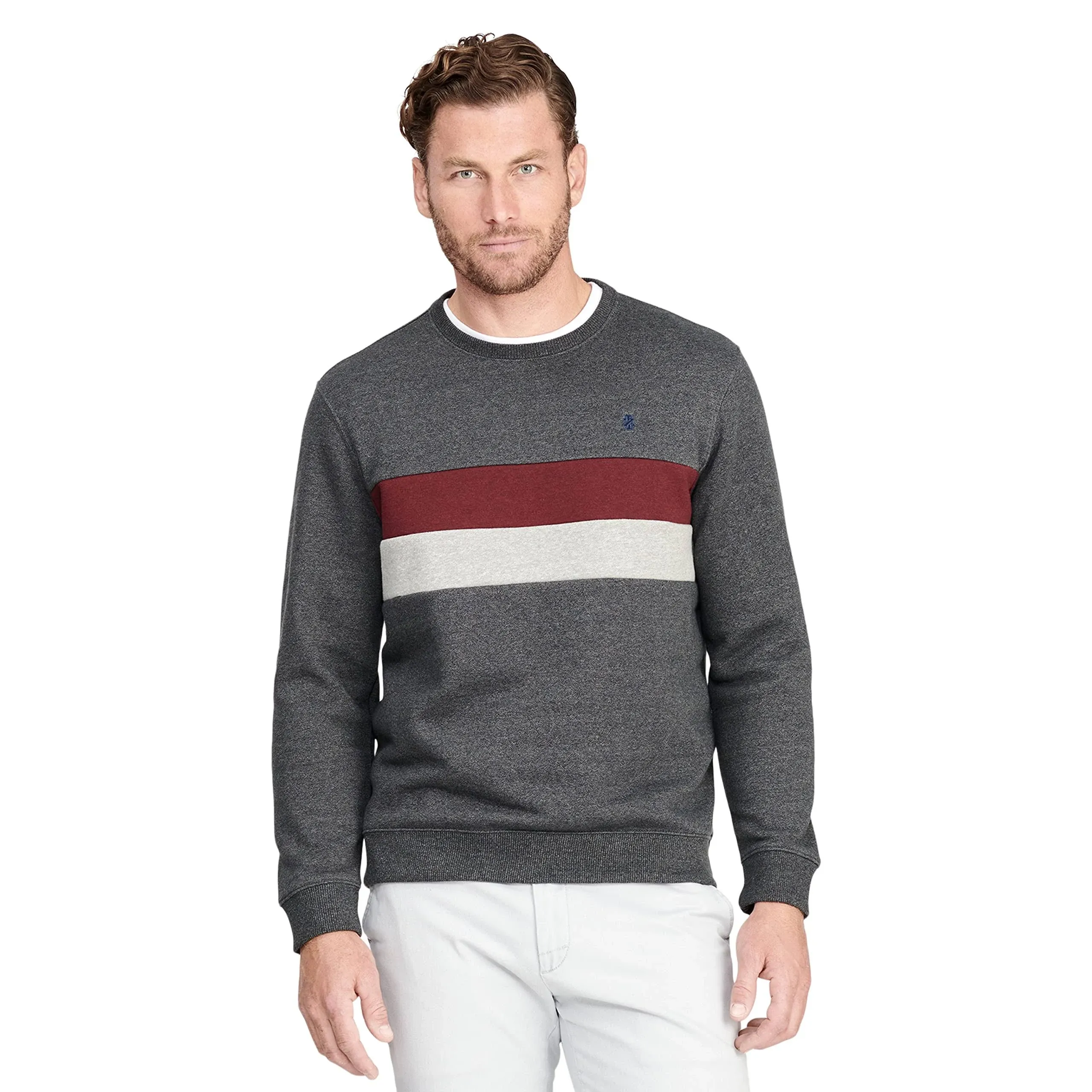 Izod Men Advantage Performance Crewneck Fleece Pullover Sweatshirt