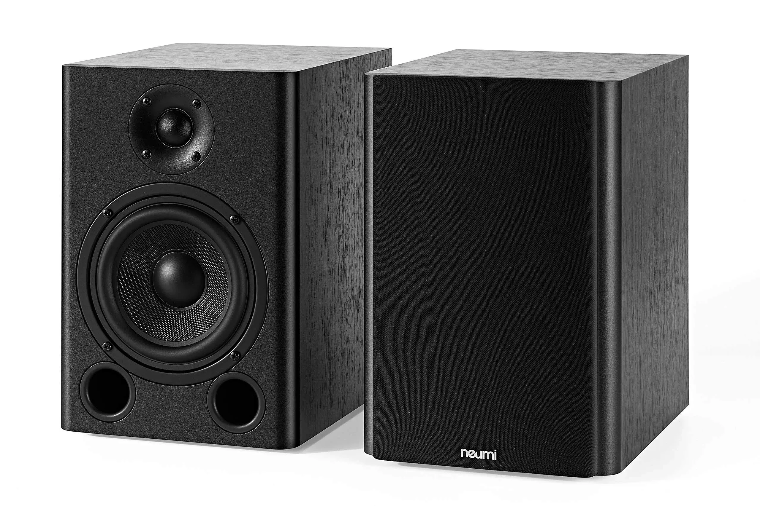 Neumitech Neumi BS5 Passive Bookshelf Speakers, 5-Inch Woofer, 1-Inch Tweeter, Dark Wood, 1 Pair