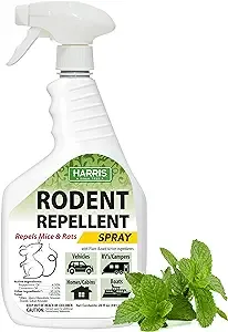 HARRIS Peppermint Oil Mice & Rodent Repellent Spray for House and Car Engines, Humane Mouse Trap Substitute, 20oz