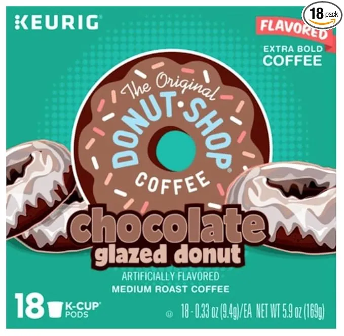 The Original Donut Shop Chocolate Glazed Coffee Keurig K-Cup Pods 18 Count