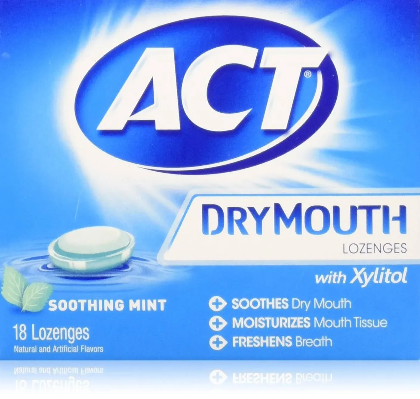 ACT Dry Mouth Moisturizing Lozenges, Soothing Mint, 36 ct.