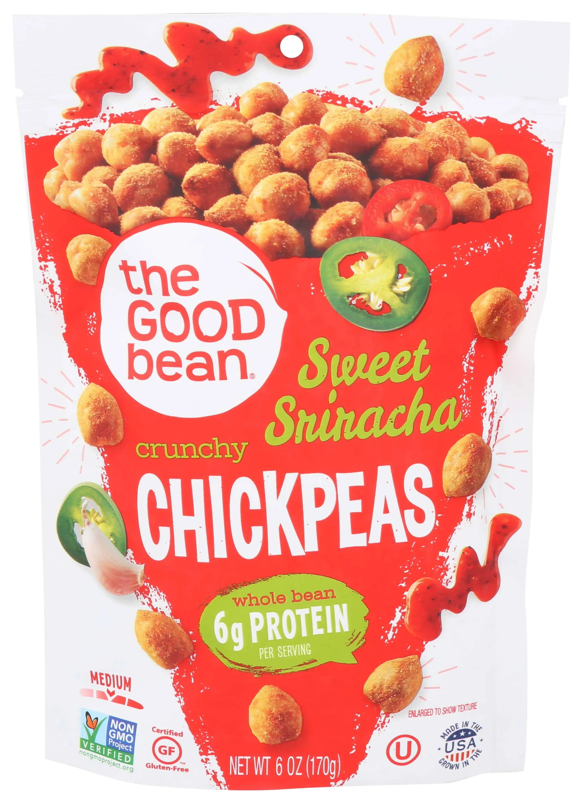 The Good Bean Crunchy Chickpeas Snacks, Sweet Sriracha , 6 Ounce