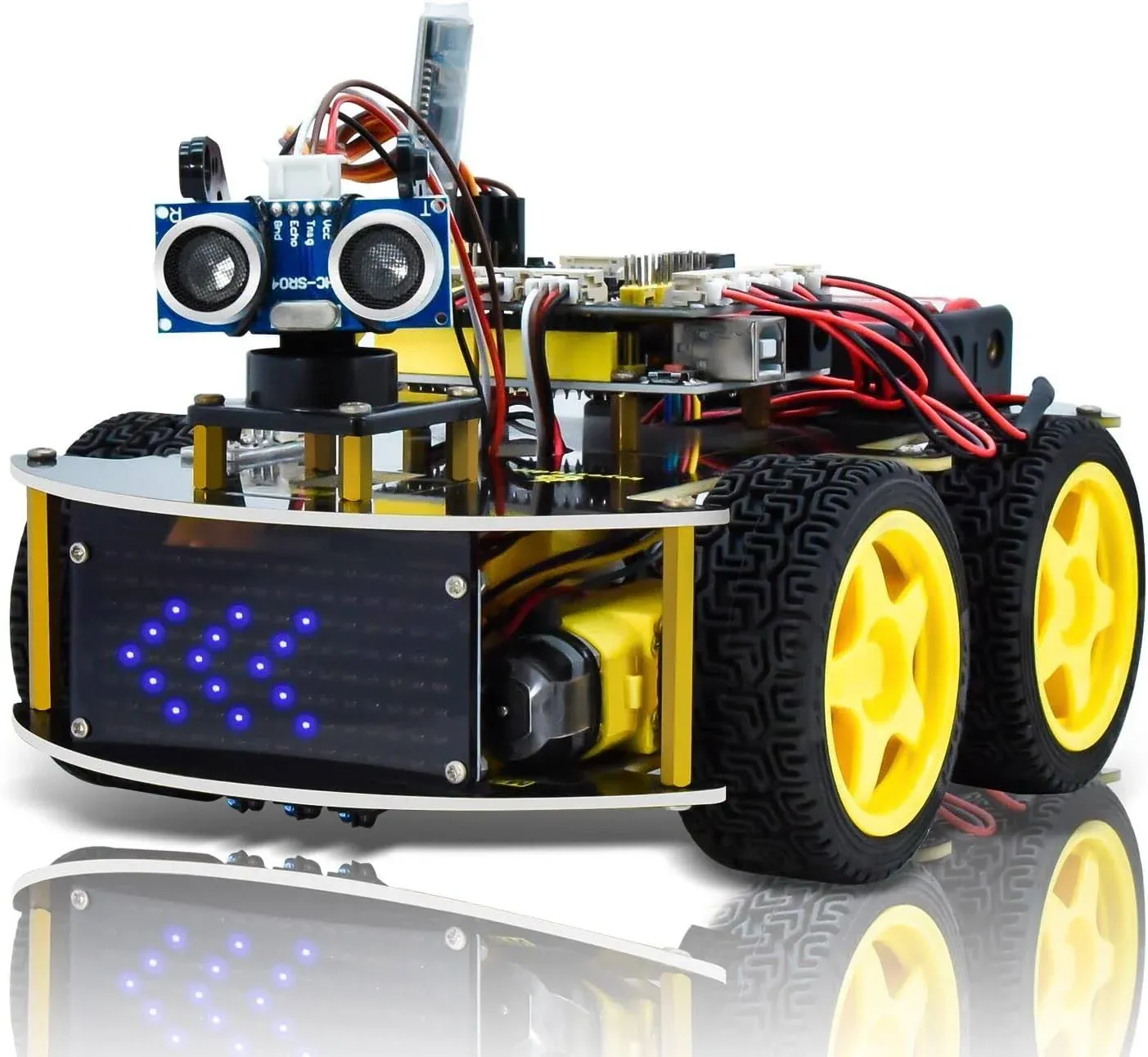 Keyestudio 4WD Programmable Smart Car Robot DIY Starter Kit for Arduino for Uno ...