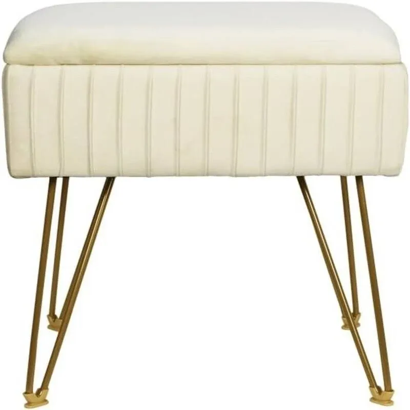 with Storage Small Ottoman - White