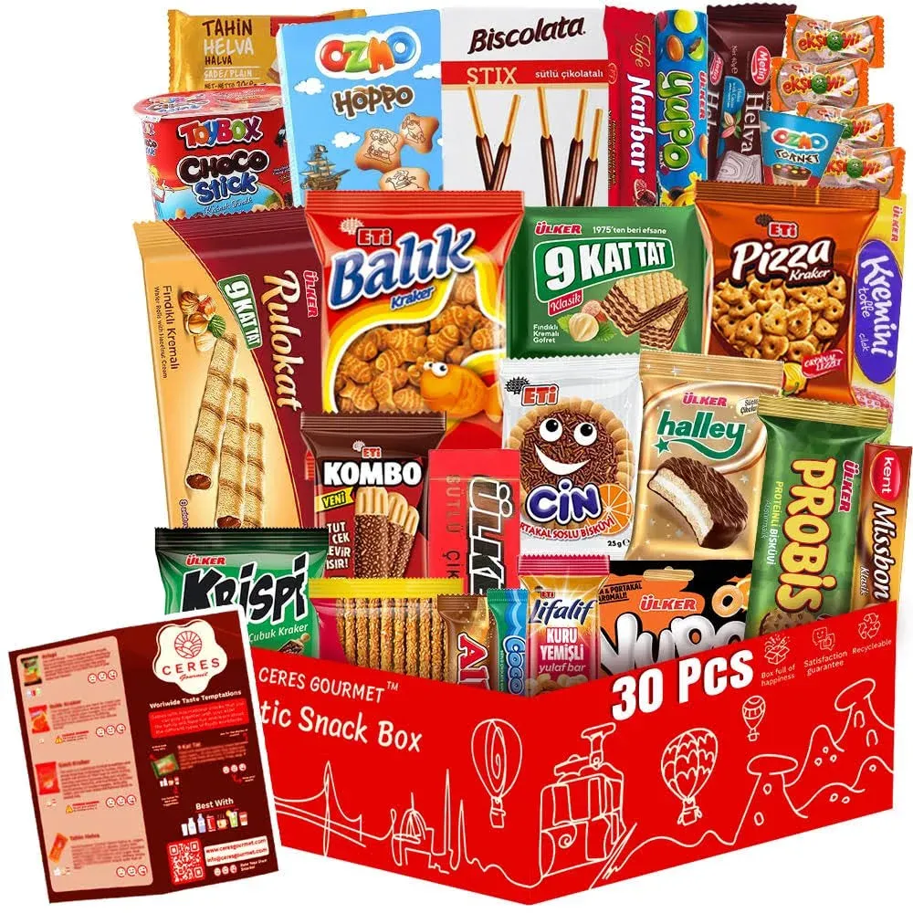 International Exotic Snack Box Variety Pack 30 Count Premium Foreign Rare Sna...