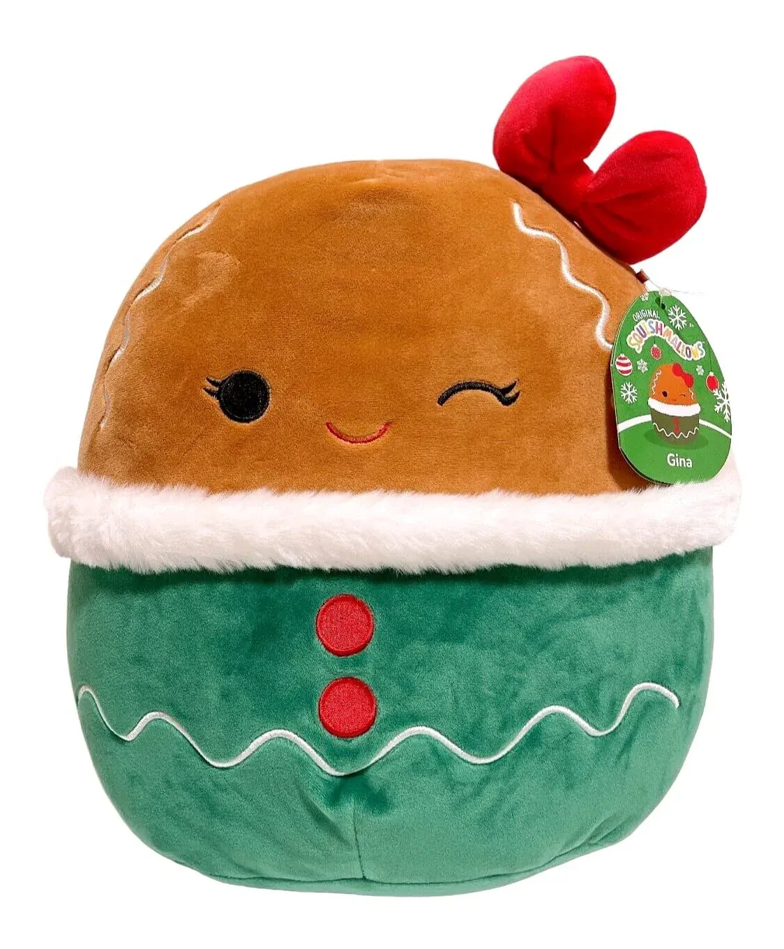 Squishmallows Kellytoy 2022 Christmas 12" Gina Gingerbread Girl Holiday Xmas Plush Doll