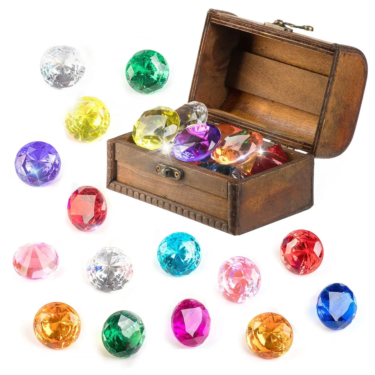 PUBGAMER Diving Gem Pool Toy 15 Big Colorful Diamond Set with Big Treasure Chest ...