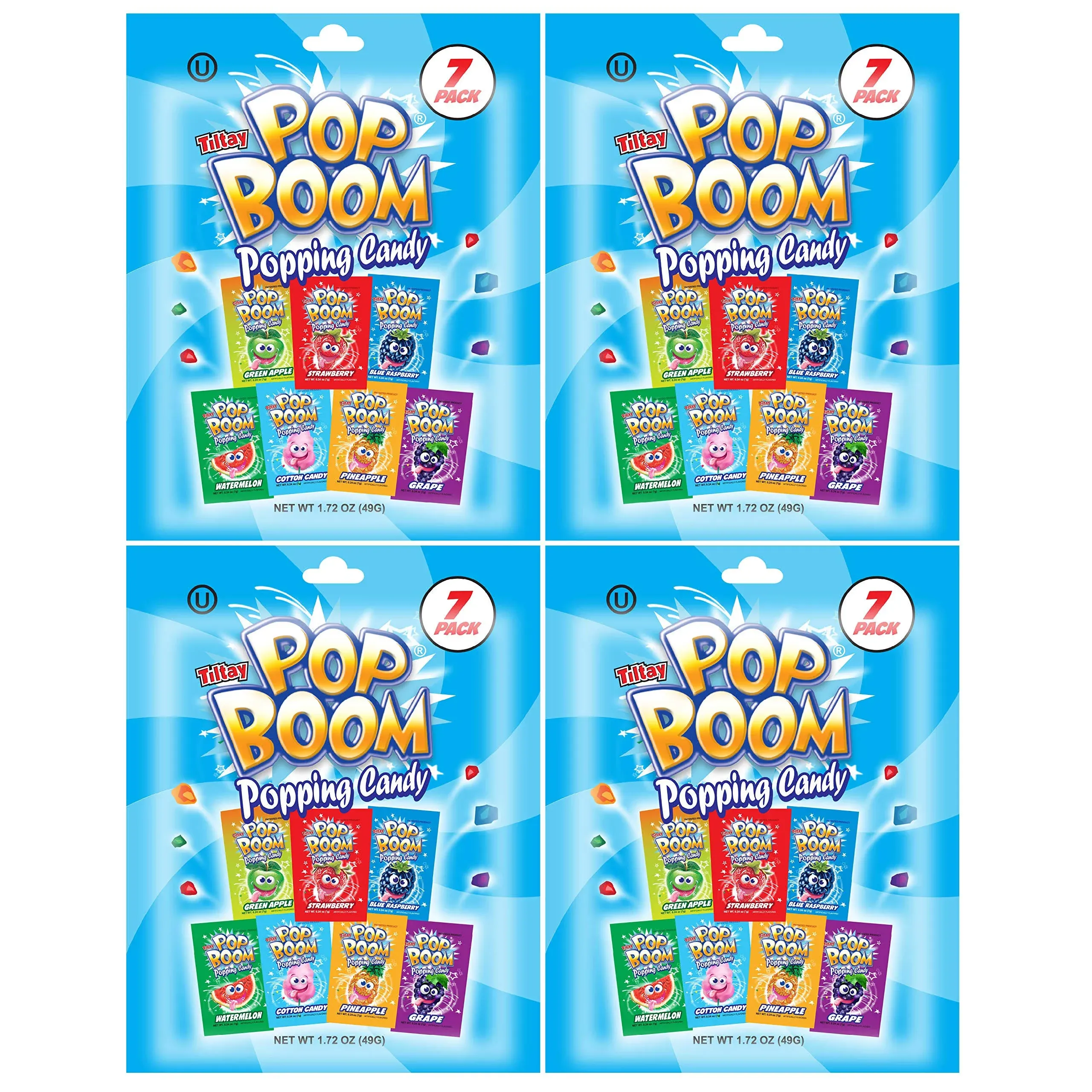 Tiltay Pop Boom Popping Candy 7 Flavor Assortment Strawberry Green Apple