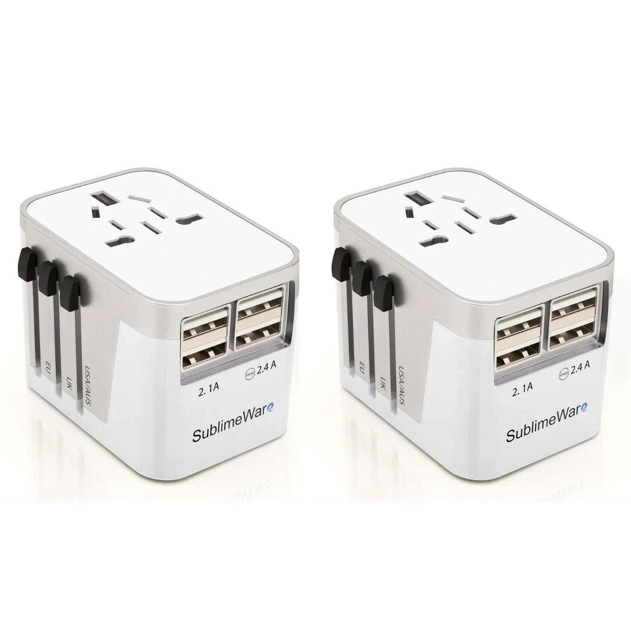 Power Plug Adapter - International Travel - (Pack of 2) w/4 USB Ports Work for 150+ Countries - 220 Volt Adapter - Travel Adapter Type C Type A Type G Type I f for UK Japan China EU Europe European