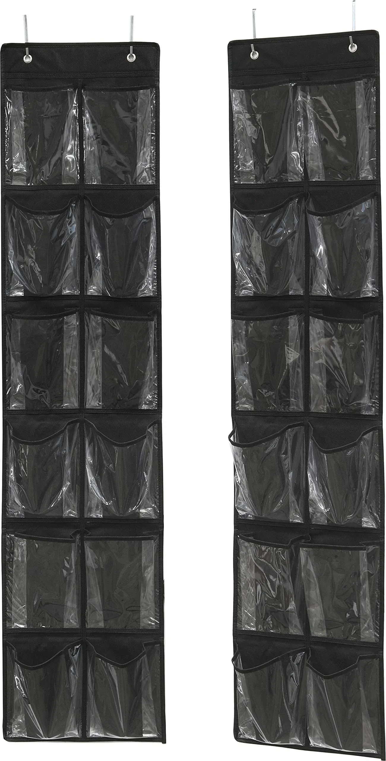 Simple Houseware 24 Pockets Large Clear Pockets Over The Door Hanging Shoe Organizer Black 56 x 225