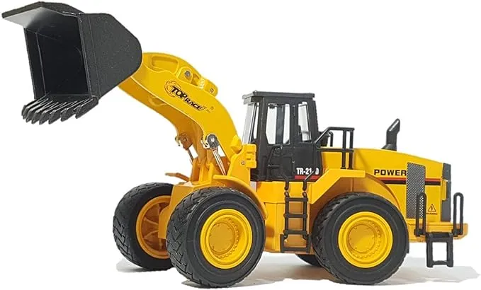 Top Race Diecast Heavy Metal Construction Toys Front Loader Excavator Toy for Kids - 1:40 Scale Model with Realistic Design - Durable Metal Build for Sand, Park, or Indoor Play