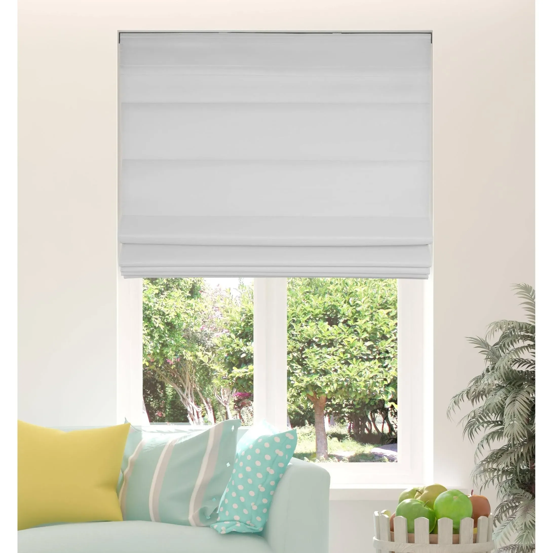 Arlo Blinds Cordless Fabric Roman Shades Light Filtering Window Blinds, Color: Ivory, Size: 34" W x 72" H