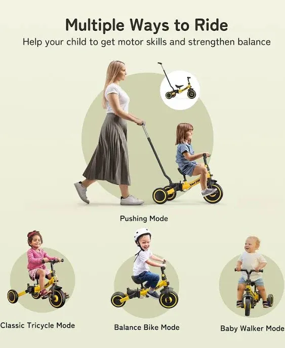 Besrey 5 in 1 Toddler Tricycle for 1-3 Years Old Kids, Boys Girls Kids Trikes ...