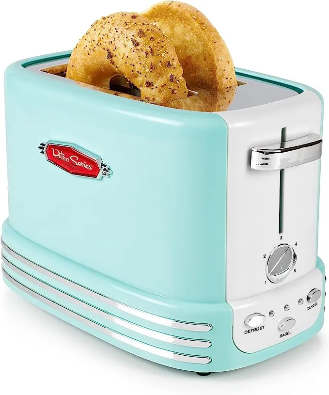 Nostalgia Retro 2-Slice Bagel Toaster, Aqua