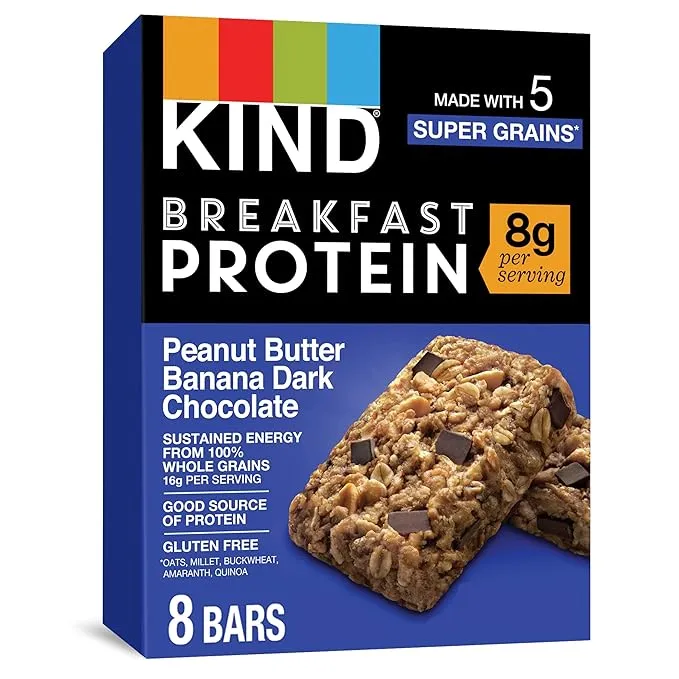 Kind Dark Chocolate Peanut Butter Banana Breakfast Bar, 0.88 Ounce (Pack of 8)