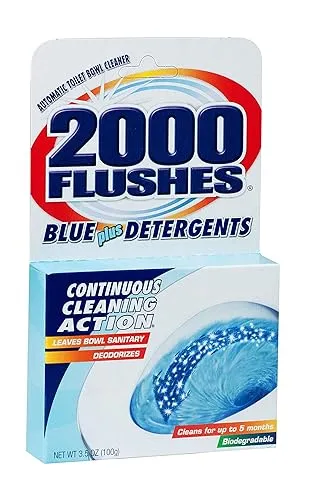 2000 Flushes Automatic Toilet Bowl Cleaner - Powder - 3.50 oz (0.22 lb) - 12 / Carton - Blue