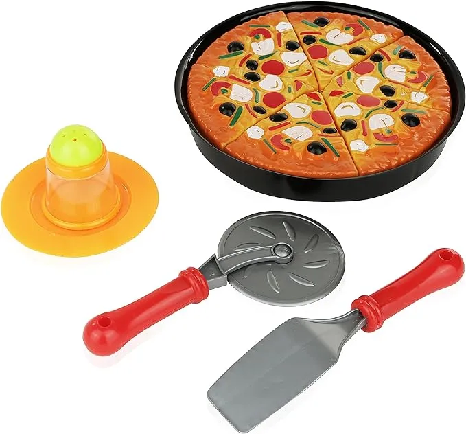 Number 1 in Gadgets 11 Piece Pizza Set for Kids; Play Food Toy Set; Great for a Pretend Pizza Party; Fast Food Cooking and Cutting Play Set Toy.