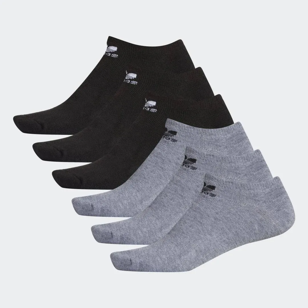 adidas Assorted 6-Pack Trefoil No-Show Socks in Grey