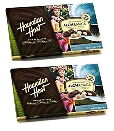 Hawaiian Host Aloha Macs Milk Chocolate Macadamia Nuts (7 Ounce Box, 14 Pieces) (2 Boxes)