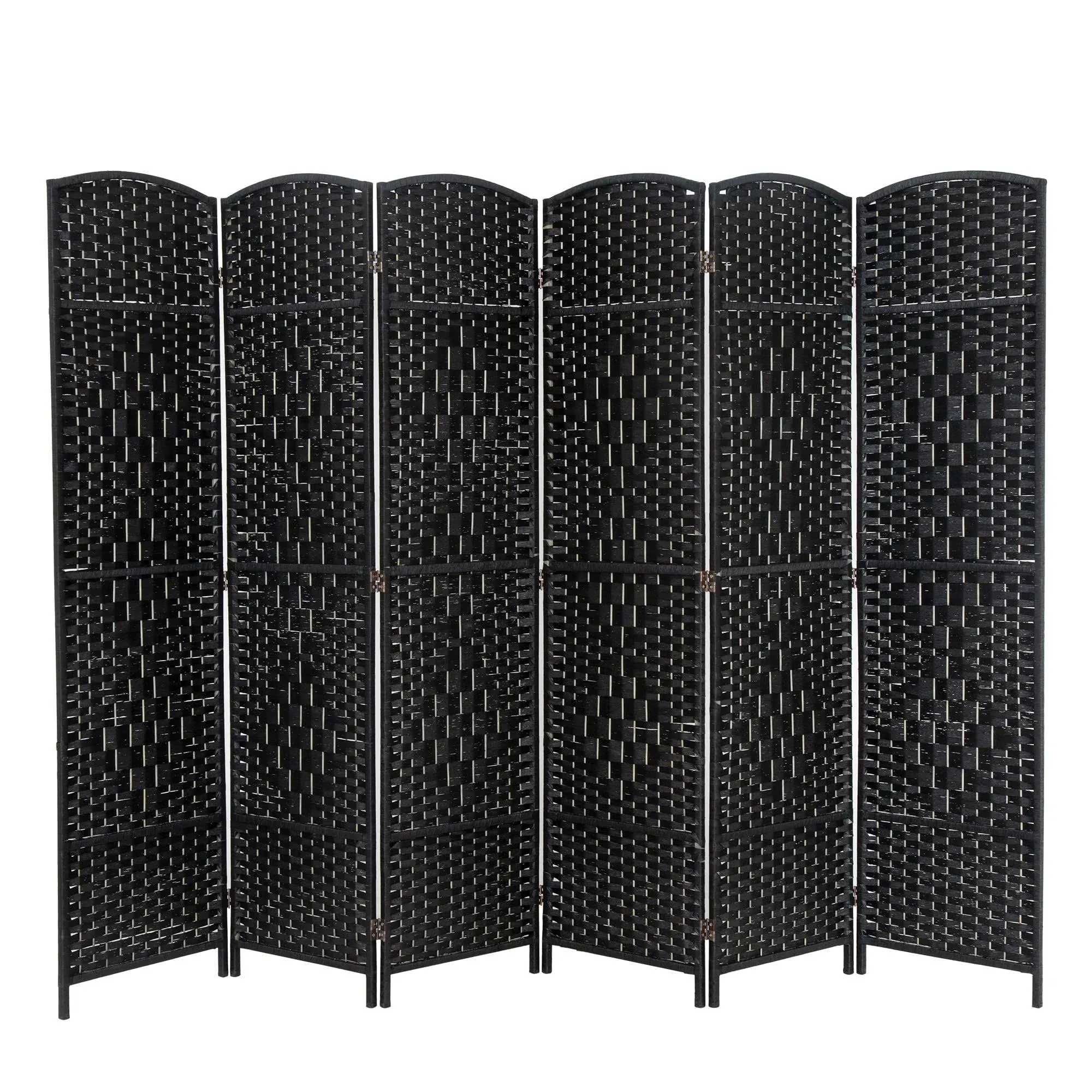 FDW Room Divider 6 Panel Folding Privacy Divider 6 ft Indoor Wall Divider Portable Partition Wood Screen, Black