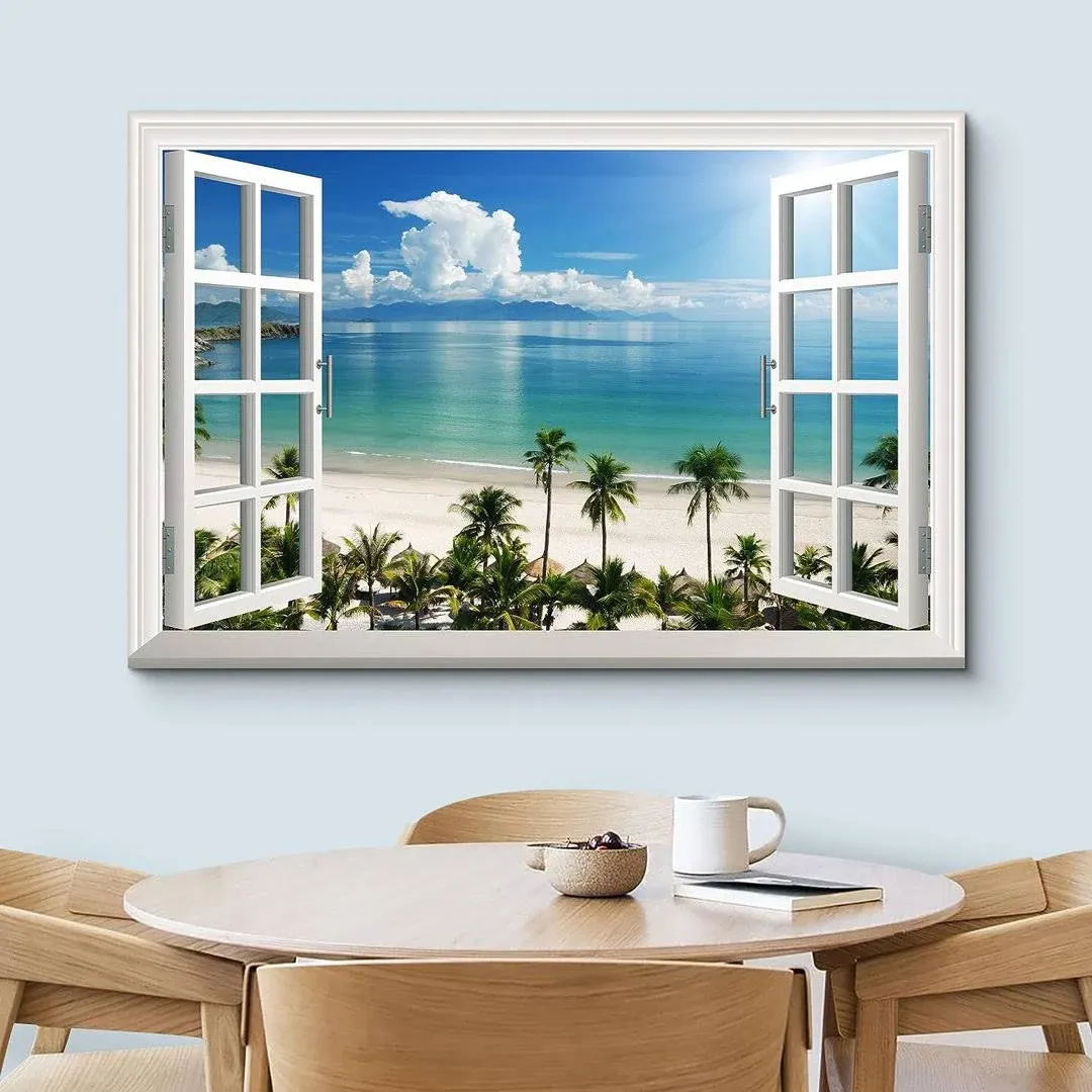 Window Scenery " Window View Landscape Tropical Paradise Nature Wilderness " IDEA4WALL