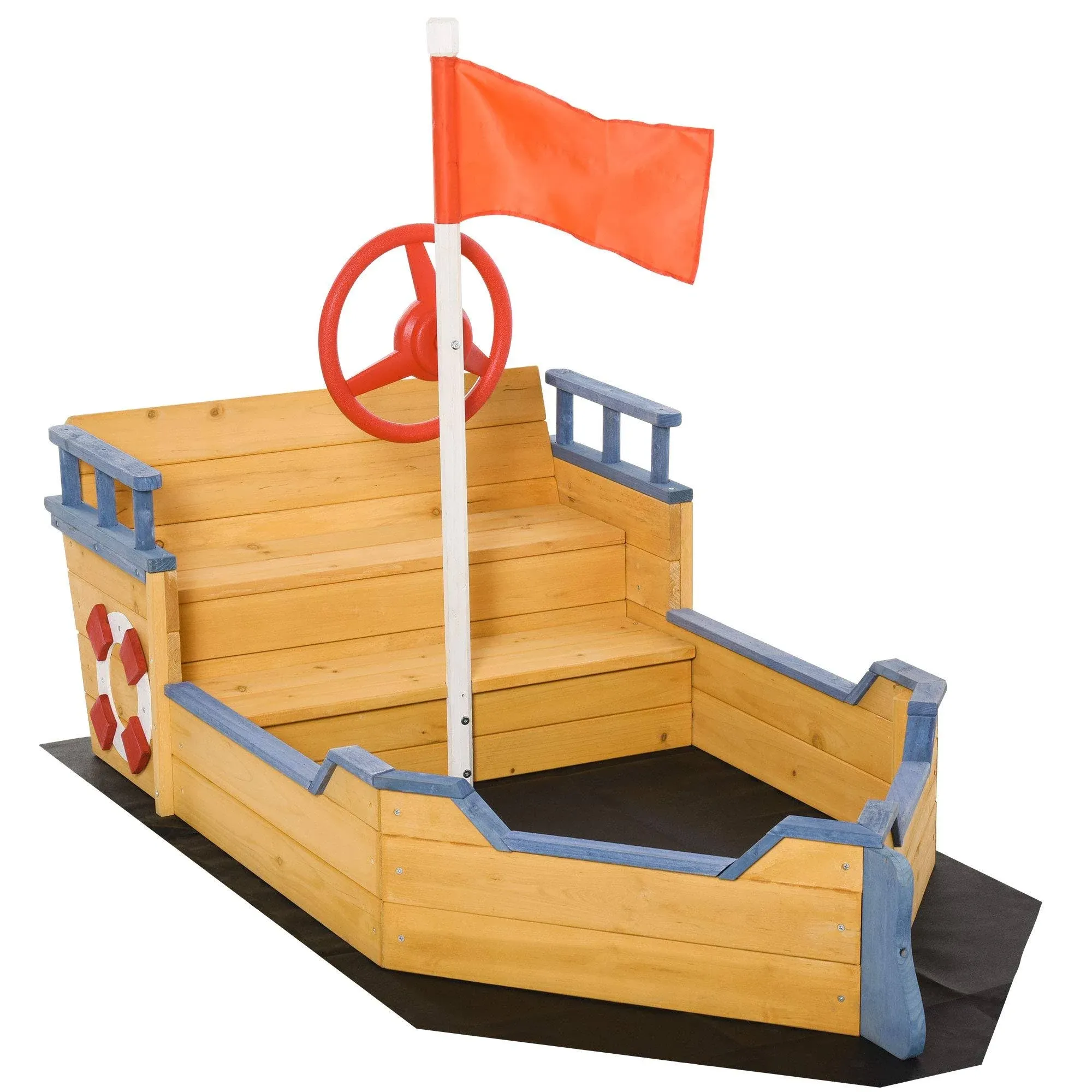 Outsunny Kids Wooden Sandbox Play Station