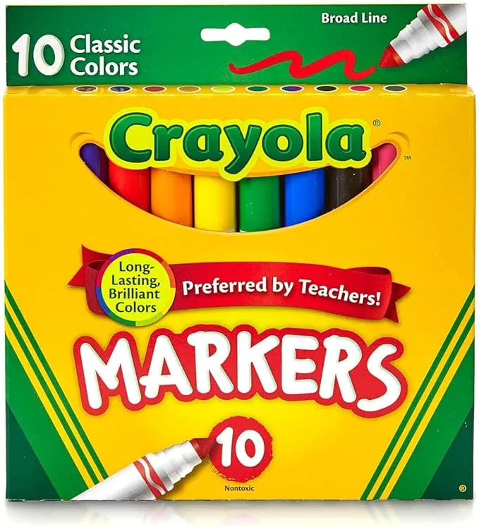 12 Packs: 10 Ct. (120 total) Crayola Classic Broad Line Markers, Size: 6 x 1 x 5.5, Assorted