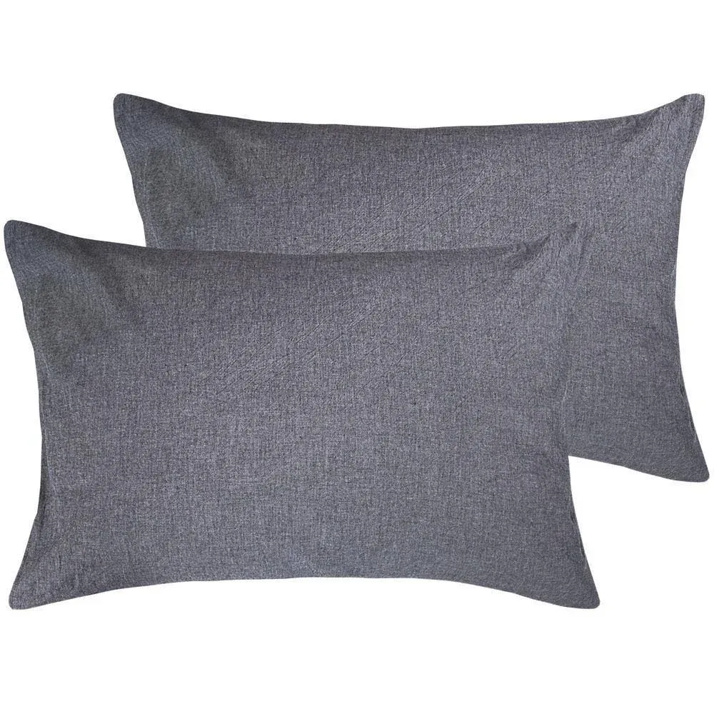 Washed Cotton Pillowcases 2 Pack Ultra Soft Breathable Pillow Cases Queen King