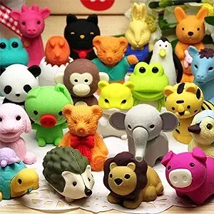 60Pcs Animal Erasers Desk Pets for Kids Pencil Bulk Puzzle Erasers Toys Gifts for Classroom Prizes,Game Reward,Treasure Box,Easter Egg Fillers,Goodie Bag Stuffers,Party Favors