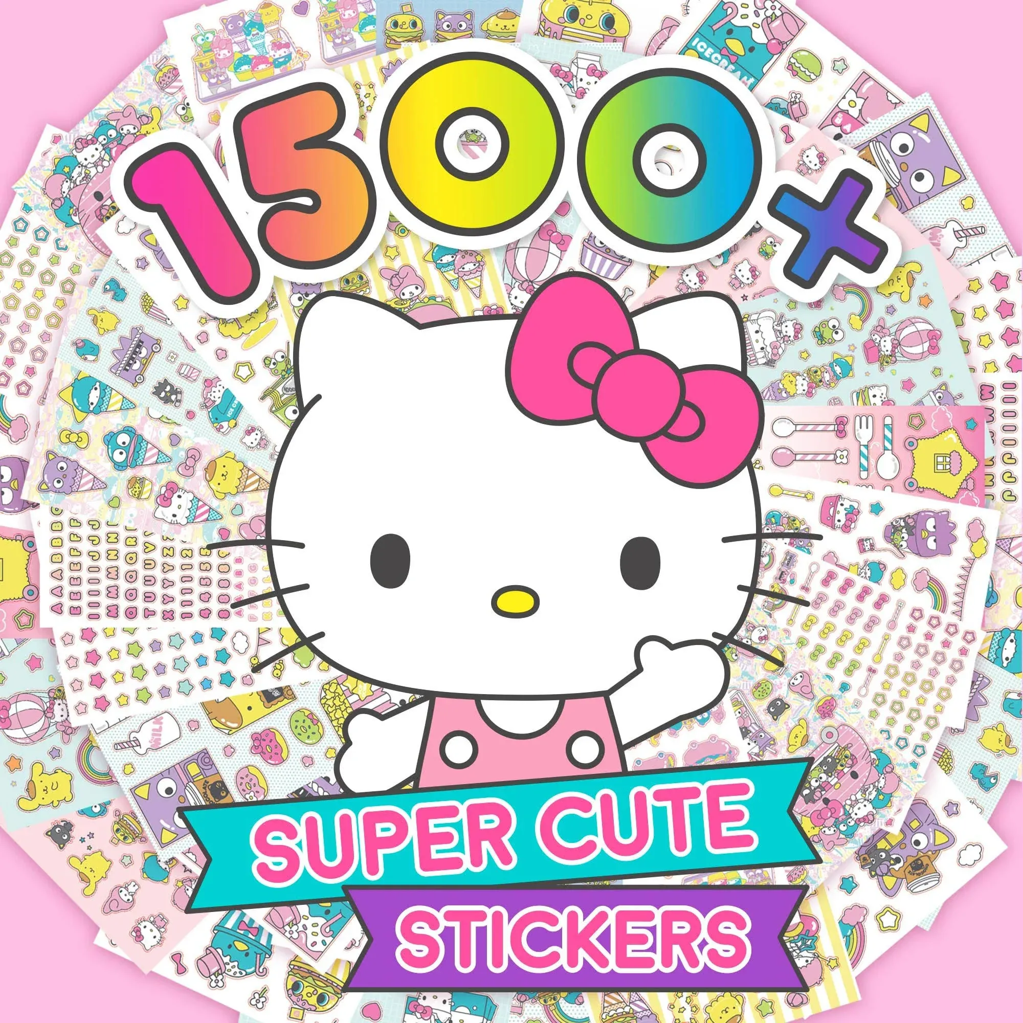 Sanrio Hello Kitty and Friends 1500 Super Cute Kawaii Stickers Hello Kitty Chococat My Melody Keroppi Badtzmaru Pompompurin