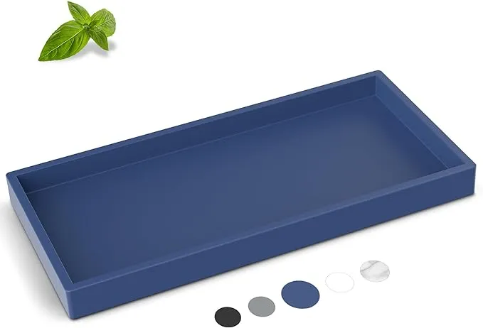 Bathroom Counter Tray,EG-SIPRO Shatterproof Silicone Bathroom Vanity Tray,High-Grade Durable Rectangle Tray for Bathroom Trays for Counter Soap Dispenser Tray-Small 7.8 * 3.9 in