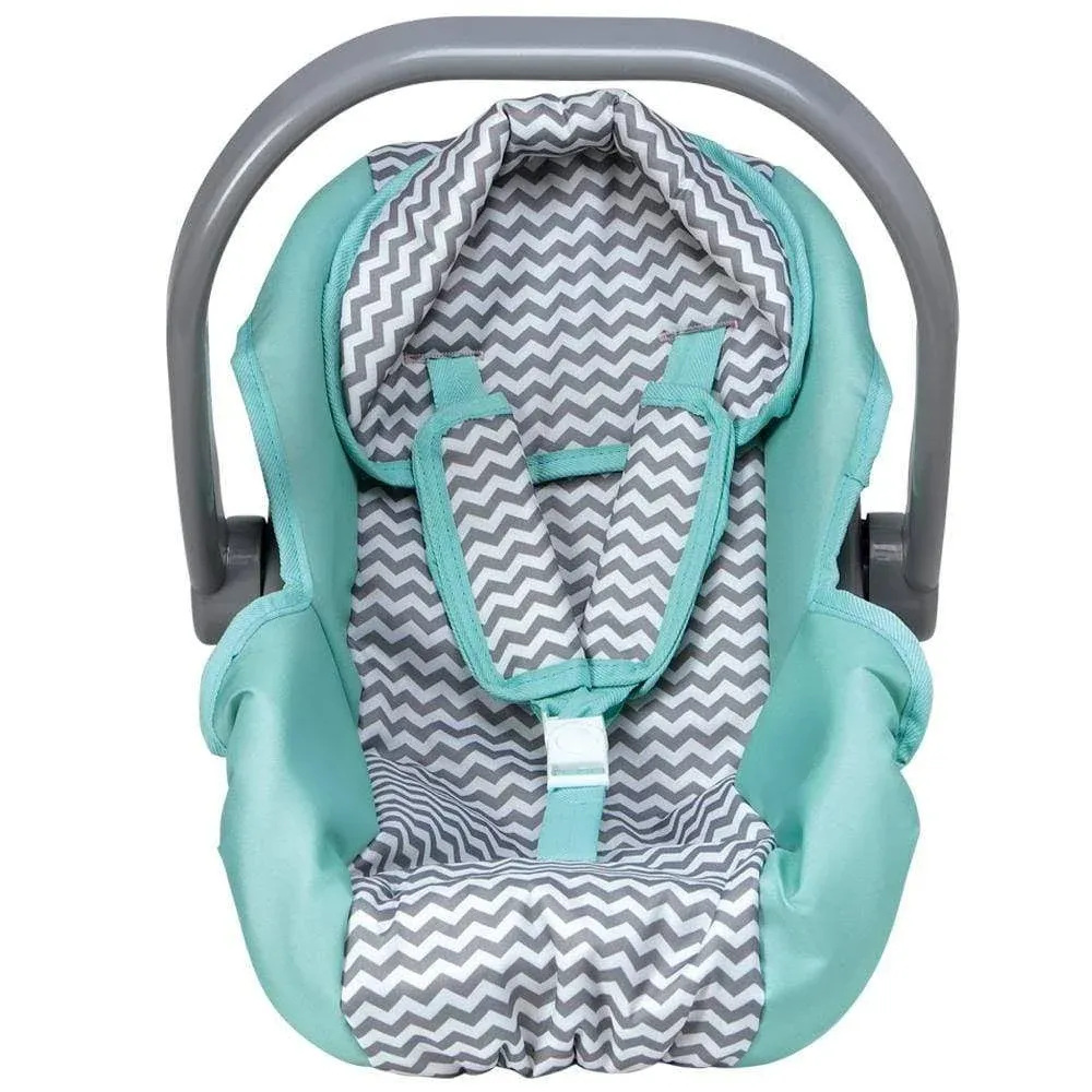 ADORA Creative Zig Zag Baby Doll Car Seat Carrier - with Removable Cover - 100 % Machine Washable and Fits Most Dolls & Plush Animals Up To 20”, For Children Ages 2 And Up - Green Mint